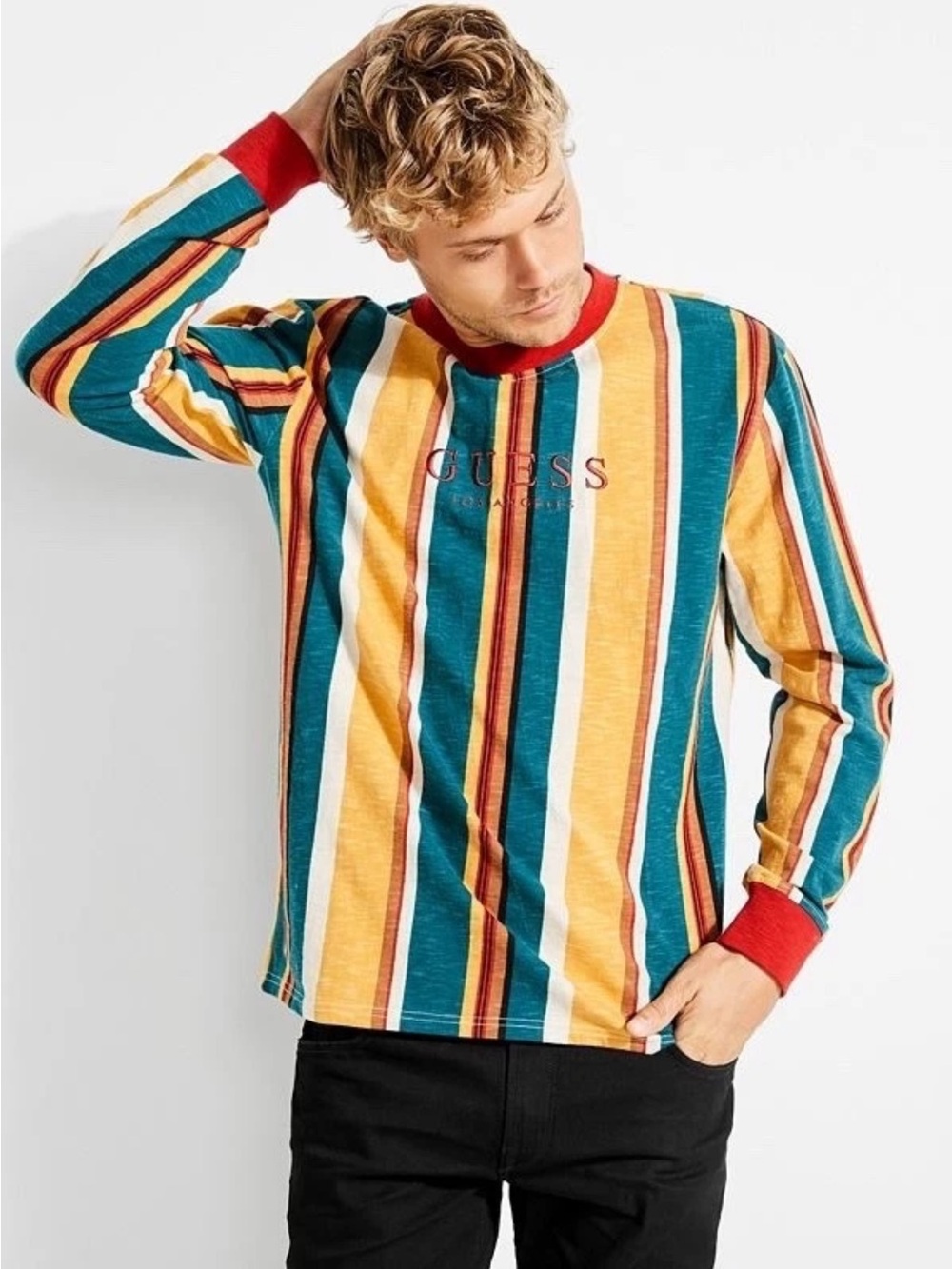 GUESS Sayer Stripe Long Sleeve
Men's Medium | Men’s Mustard Striped Long-Sleeve